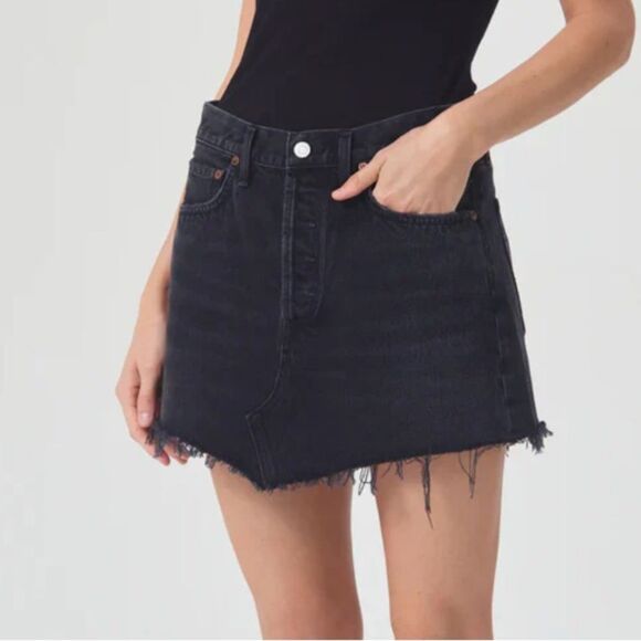 AGOLDE Woman Skirt Denim Black Parker Miniskirt size 27 - Picture 1 of 10